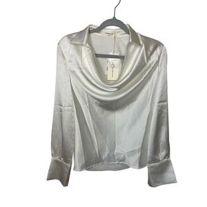 Elegant White Cowl Neck Blouse‎